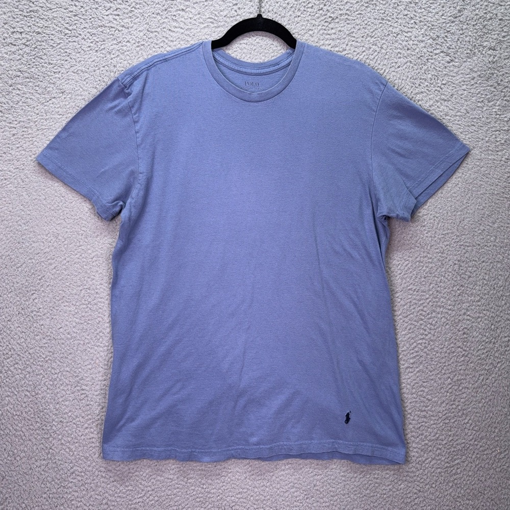 Polo Ralph Lauren Tshirt Mens L Blue Crewneck Preppy Lounge Active Everyday - Picture 1 of 6